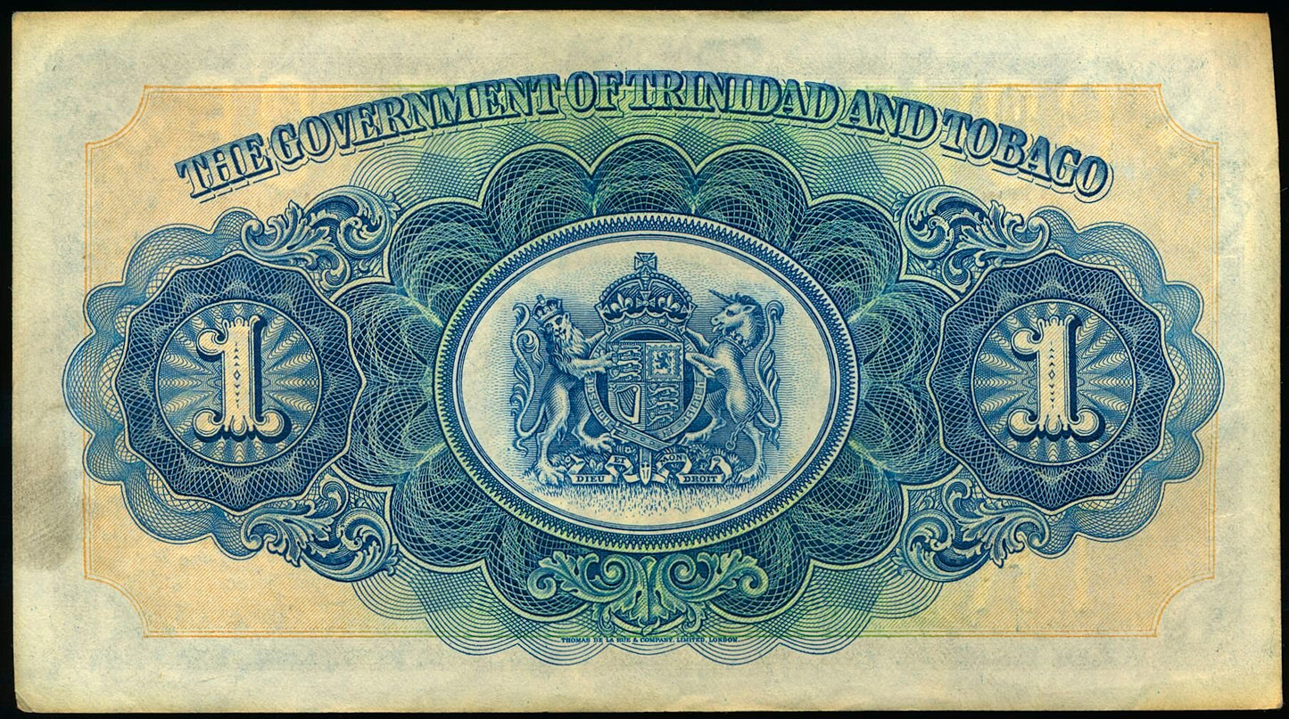 TRINIDAD & TOBAGO P.5b 1939 1 Dollar GVF