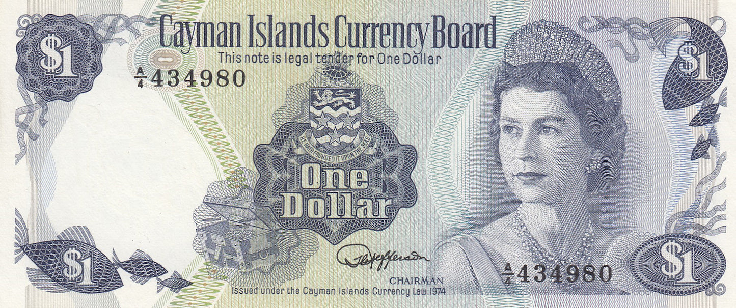 CAYMAN ISLANDS P.5c 1985 $1 AUNC A/4