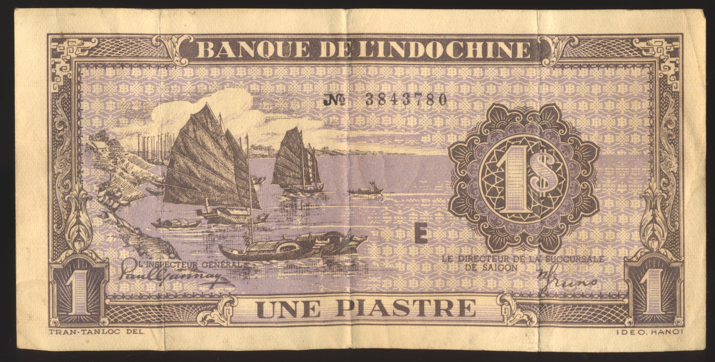 FRENCH INDO-CHINA P.60 1942-1945 1 Piastre
