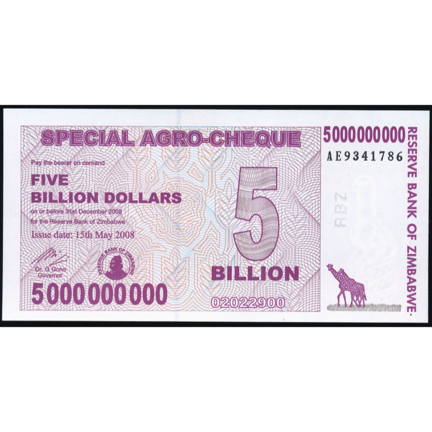ZIMBABWE P.61 2008 5,000,000,000 (5b) Dollars UNC