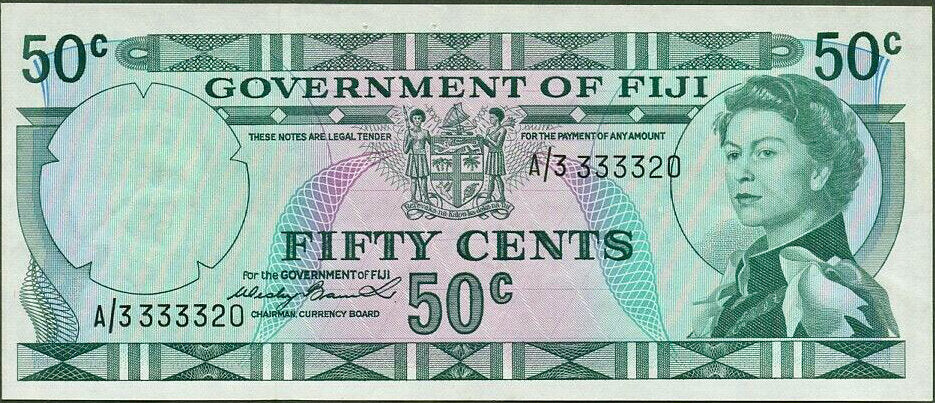 FIJI P.64a 1971 50 Cents EF A/3