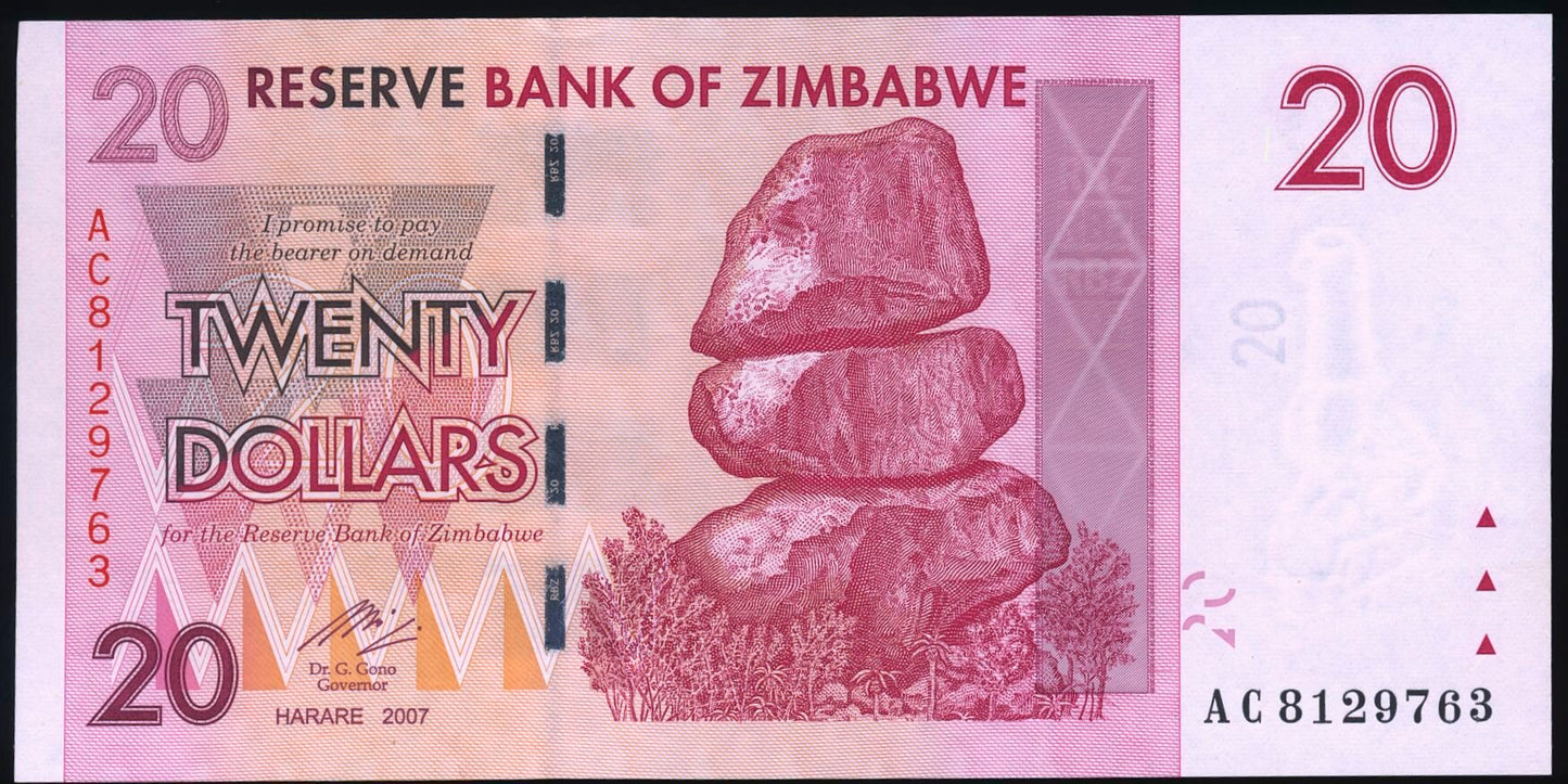 ZIMBABWE P.68 2008 20 Dollars UNC