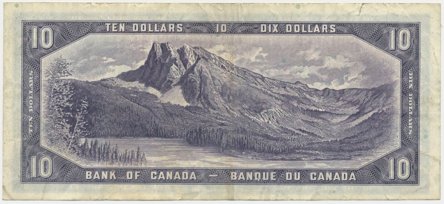 CANADA P.69a 1954 $10 Coyne, Towers VF E/D