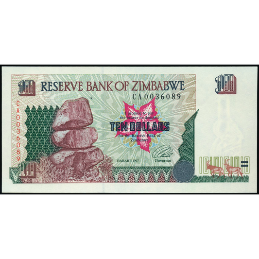 ZIMBABWE P.6a 1997 10 Dollars UNC