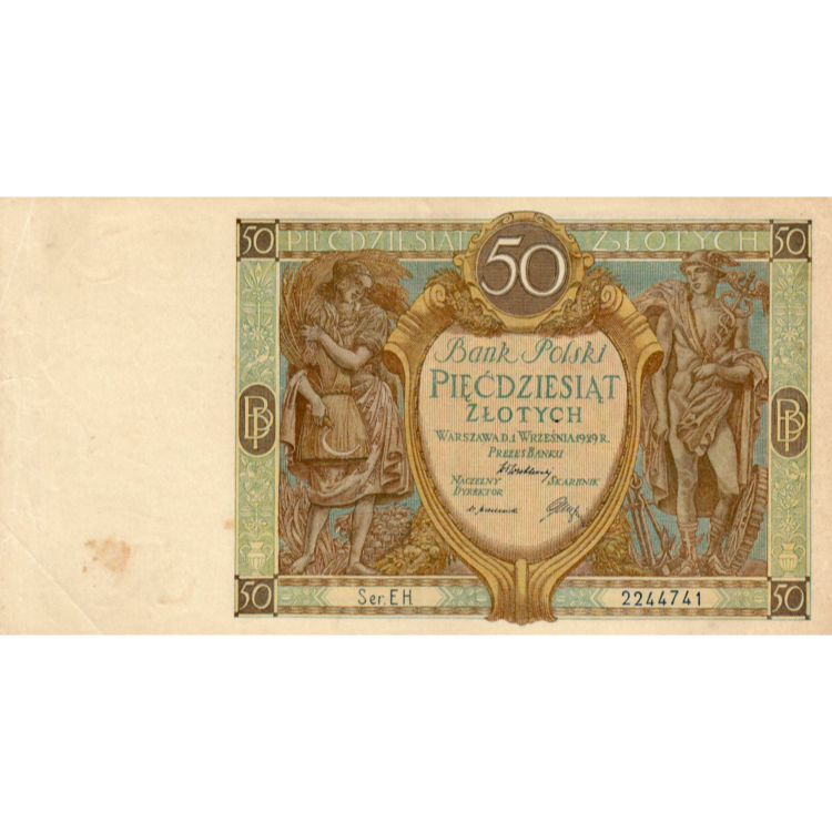 POLAND P.71 1929 50 Złotych EF