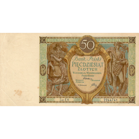 POLAND P.71 1929 50 Złotych EF