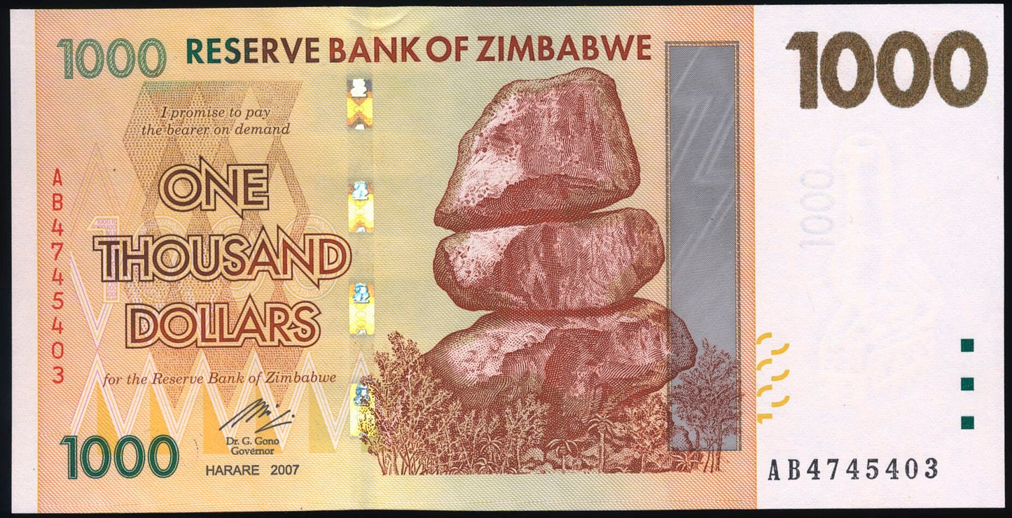 ZIMBABWE P.71 2008 1000 Dollars UNC
