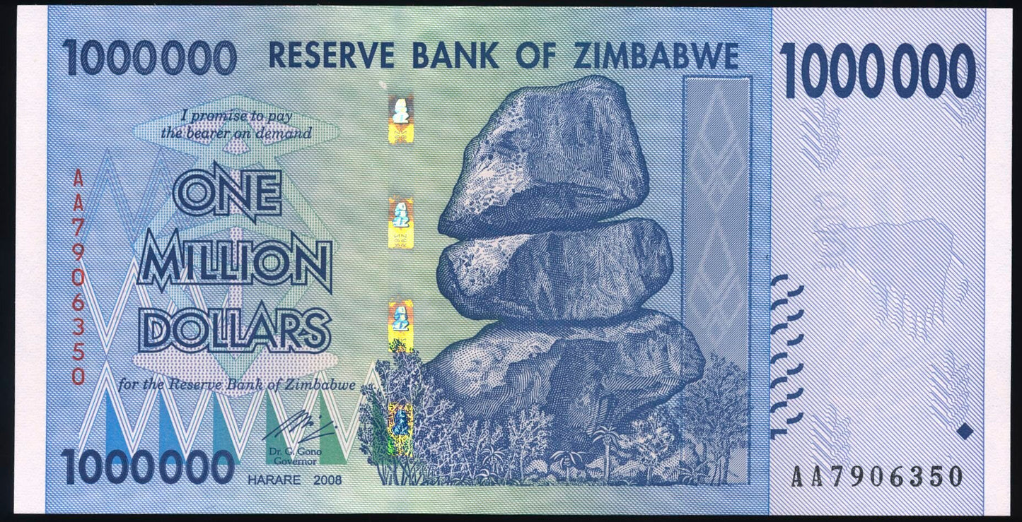 ZIMBABWE P.77 2008 1,000,000 Dollars UNC