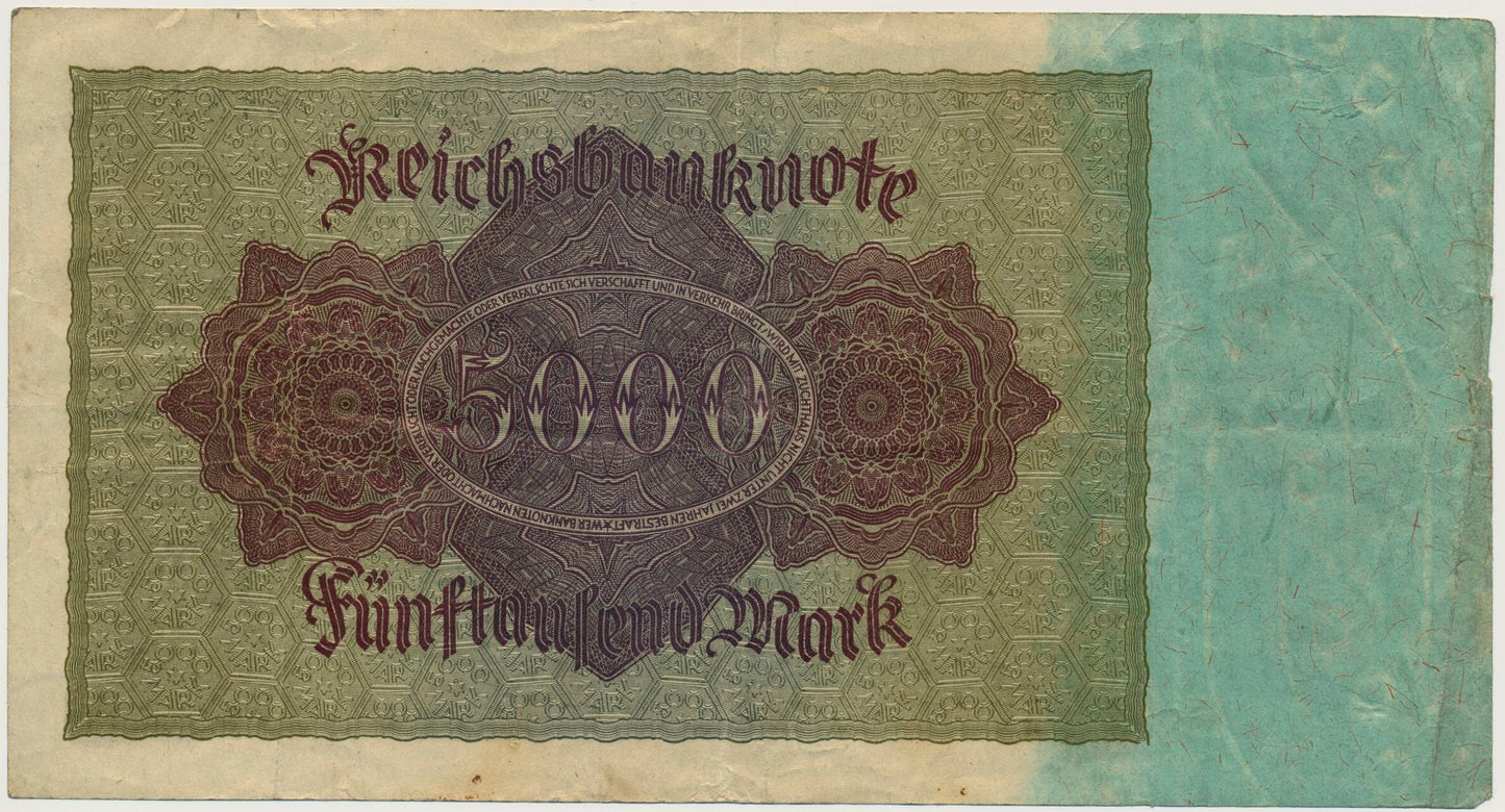 GERMANY P.78 1922 5,000 Mark GF