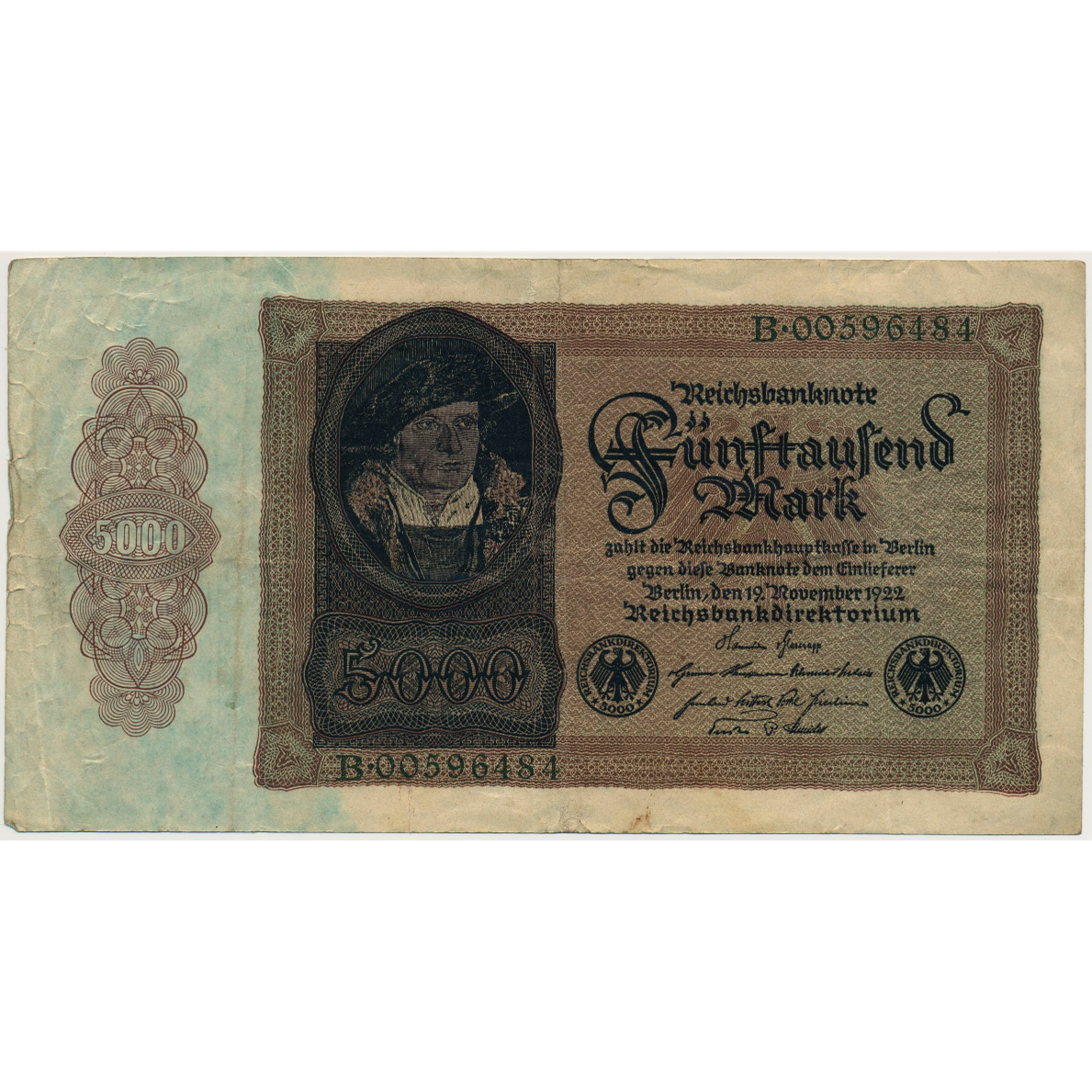 GERMANY P.78 1922 5,000 Mark GF