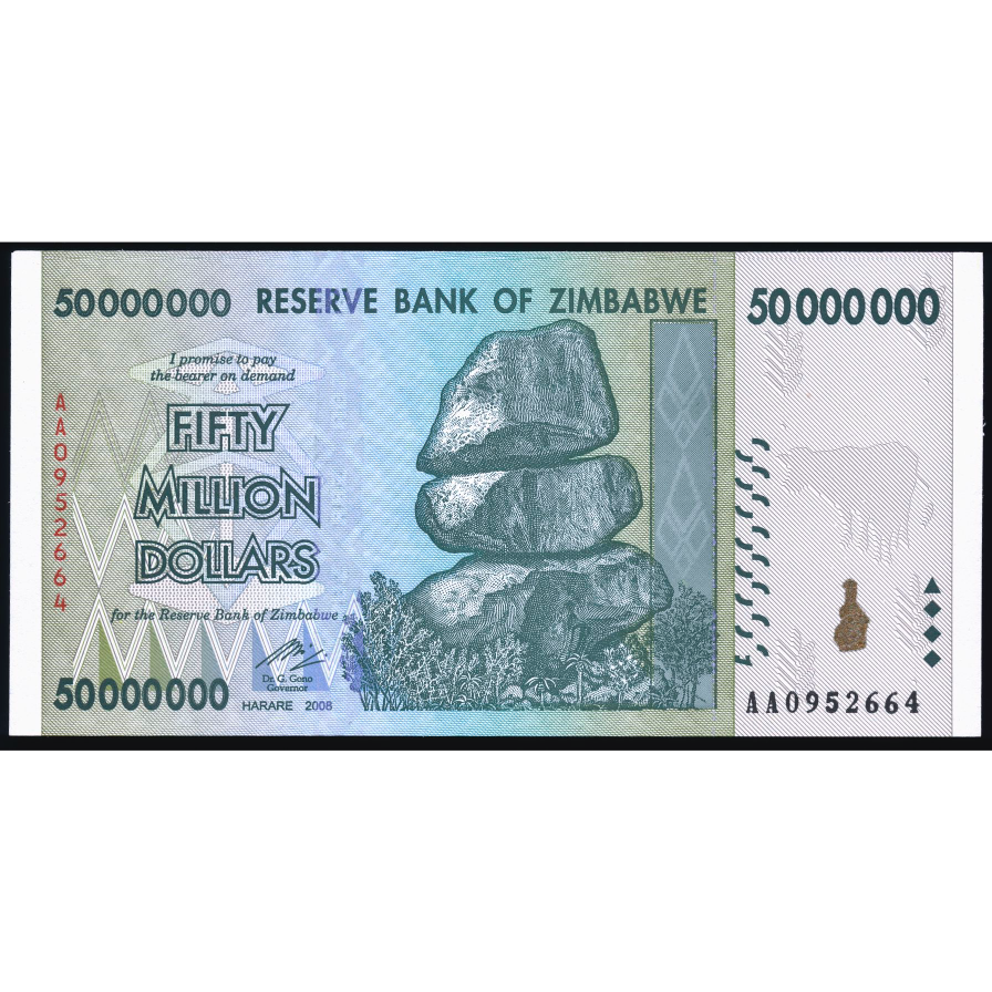 ZIMBABWE P.79 2008 50,000,000 (50m) Dollars UNC