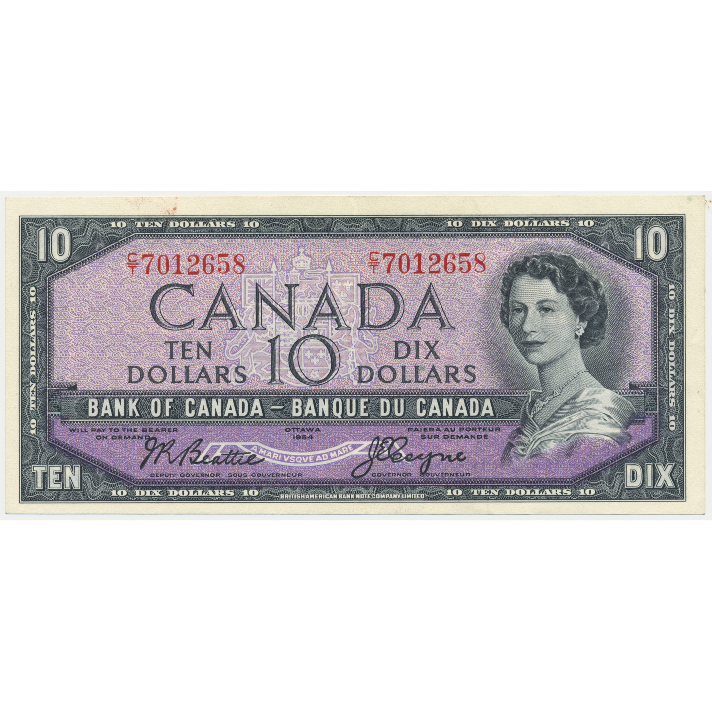 CANADA P.79a 1954 $10 Beattie, Coyne EF C/T