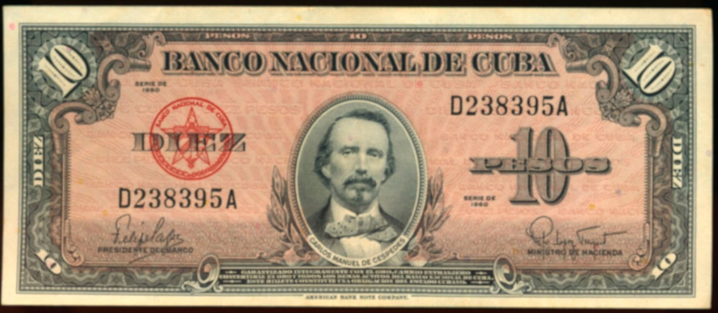 CUBA P.79b 1960 10 pesos UNC