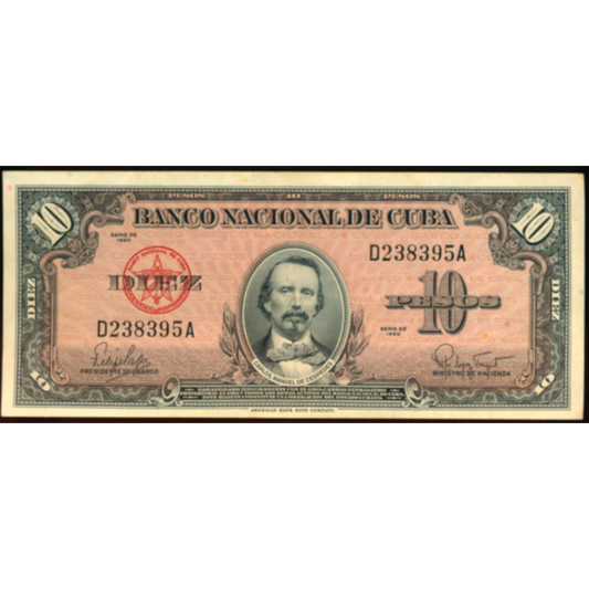 CUBA P.79b 1960 10 pesos UNC