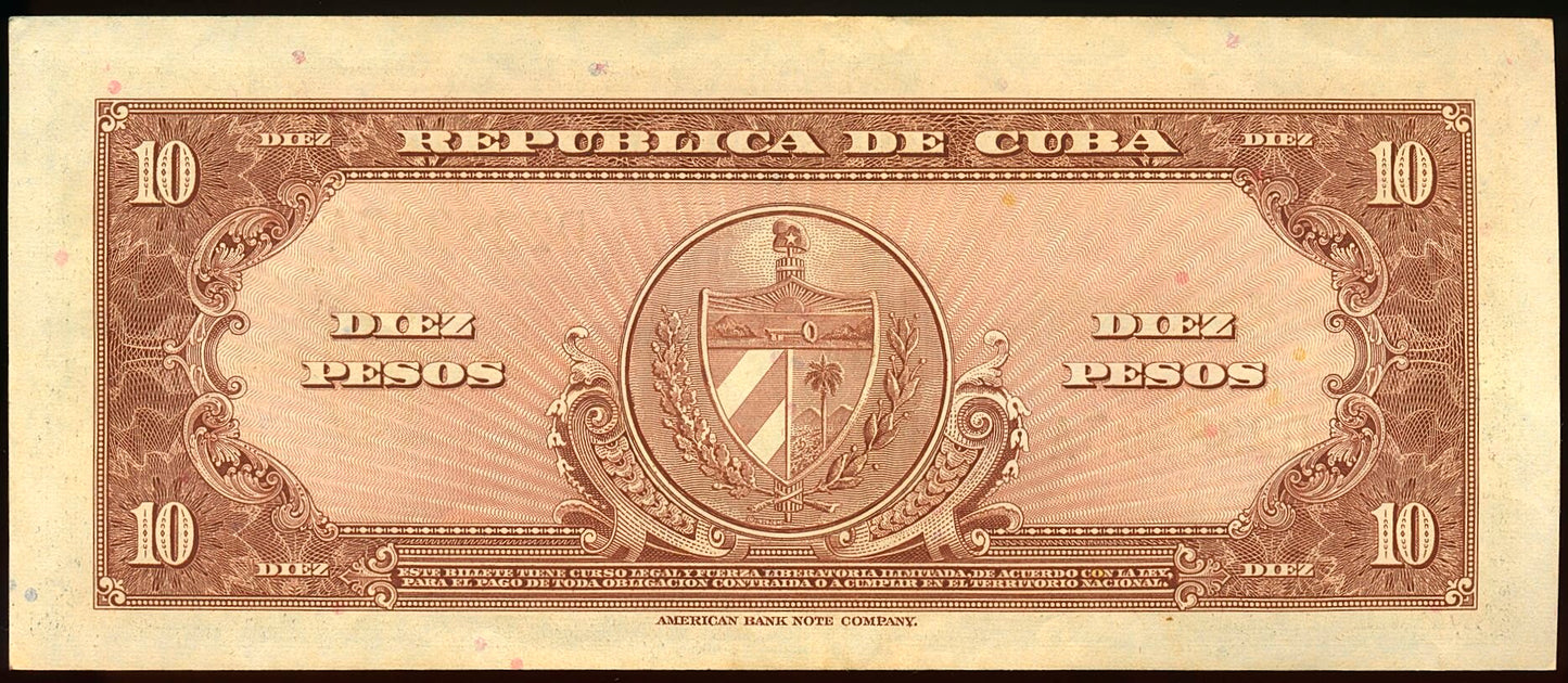 CUBA P.79b 1960 10 pesos UNC