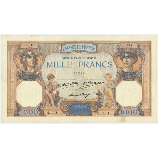 FRANCE P.79b 1932 1000Fr Rousseau, Platet, Strohl GVF