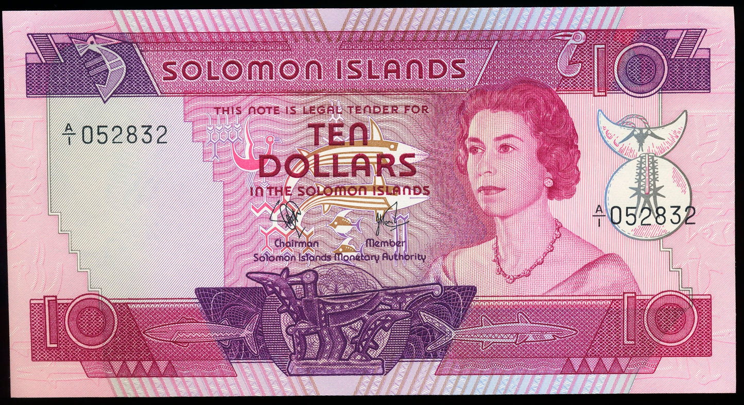 SOLOMON ISLANDS P.7a 1977 10 Dollars A/1 CHOICE UNC 64 EPQ