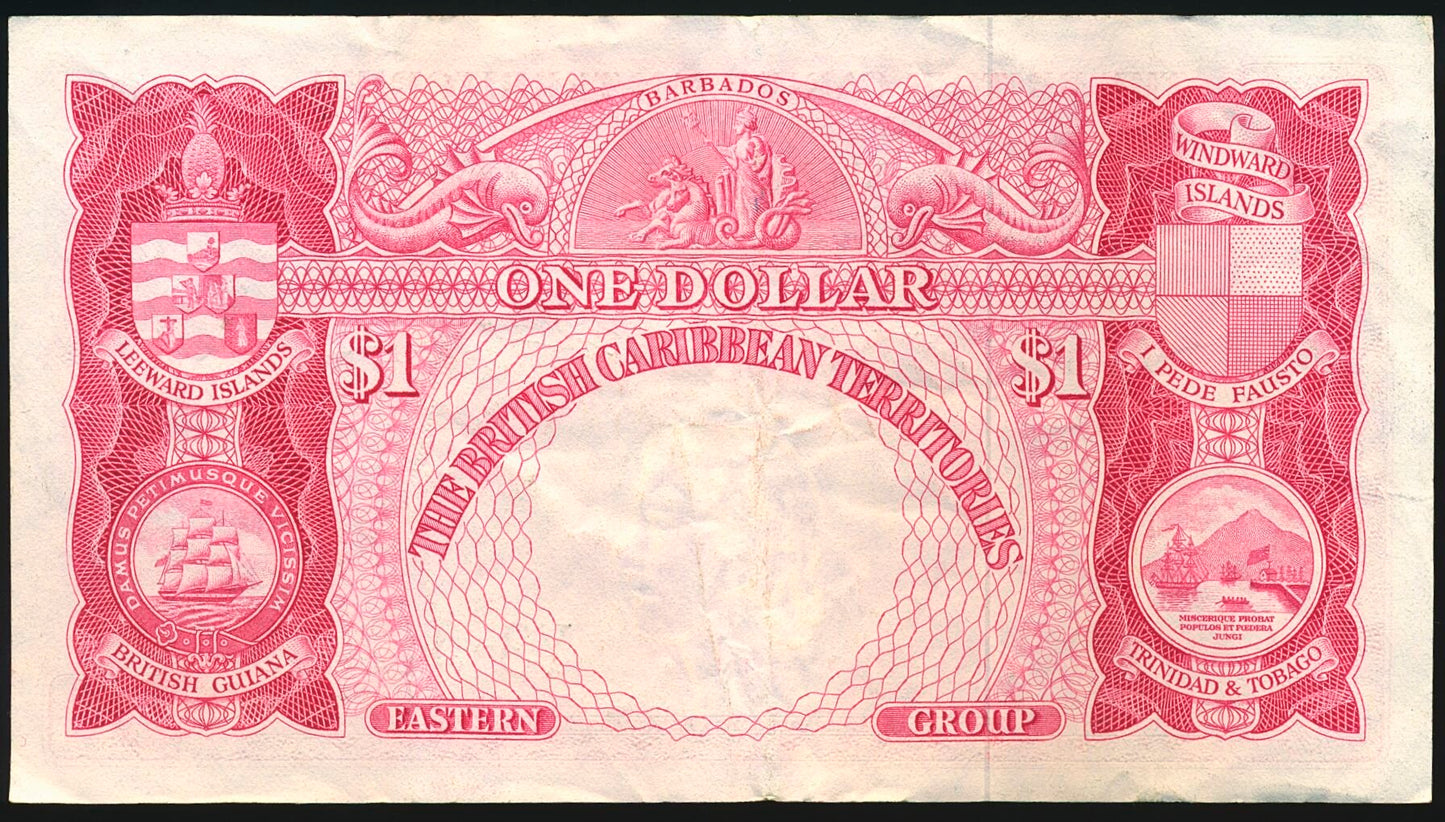 BRITISH CARBBEAN TERRITORIES P.7c 1962 $1 NEF