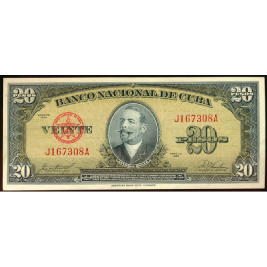 CUBA P.80b 1958 20 pesos UNC