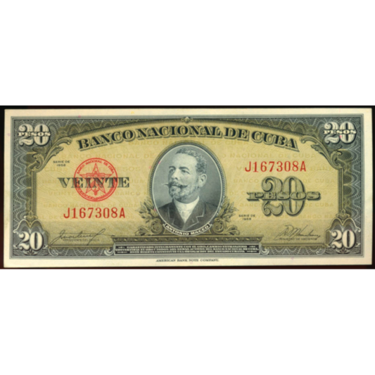 CUBA P.80b 1958 20 pesos UNC