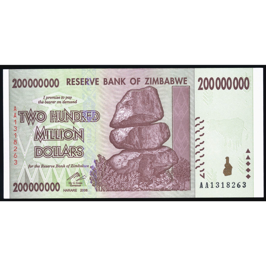 ZIMBABWE P.81 2008 200,000,000 (200m) Dollars UNC