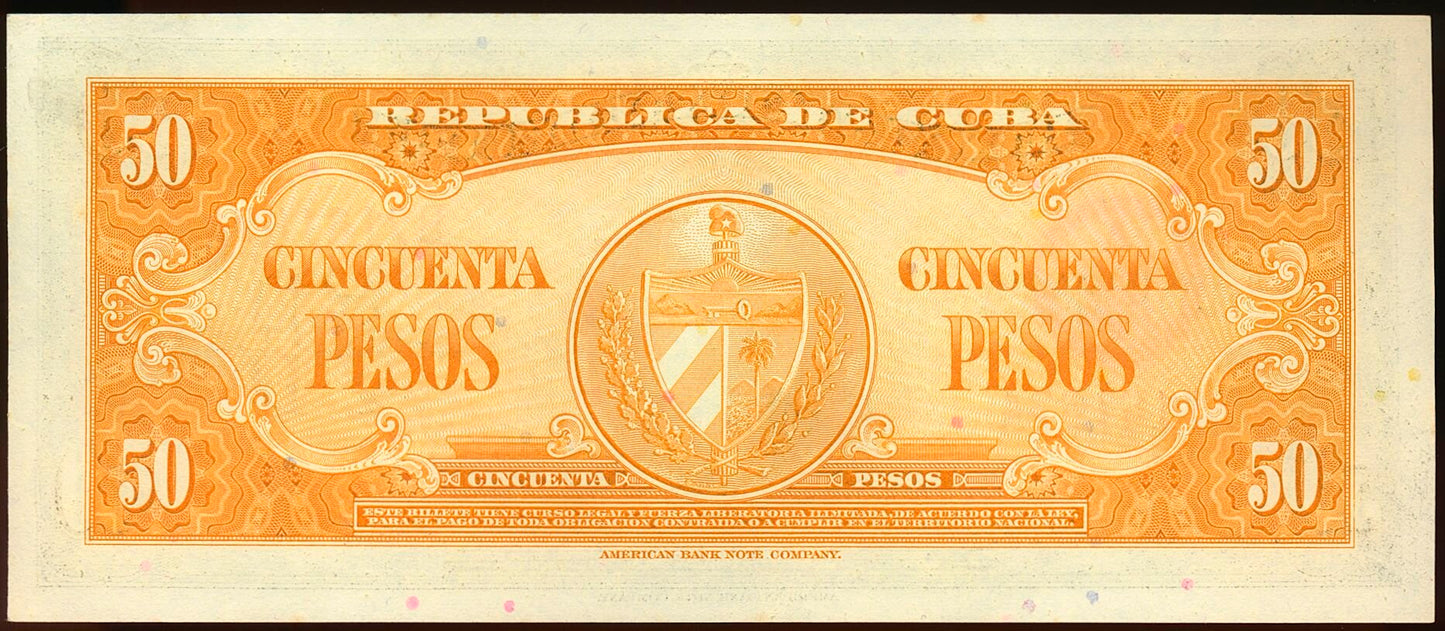 CUBA P.81b 1958 50 pesos UNC