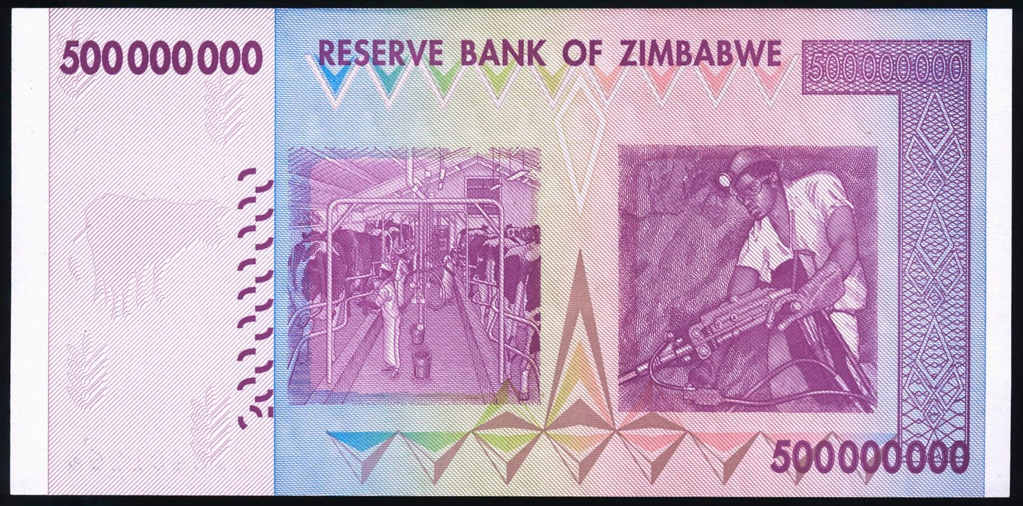 ZIMBABWE P.82 2008 500,000,000 (500m) Dollars UNC