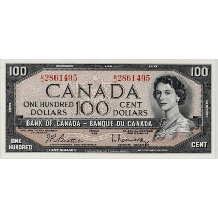 CANADA P.82b BC-43b 1954 $100 Beattie, Rasminsky Choice About UNC EPQ58