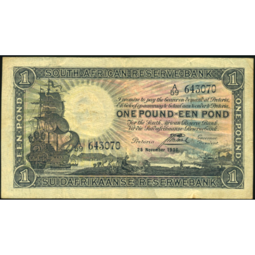 SOUTH AFRICA P.84c 1936 1 Pound NEF A/59