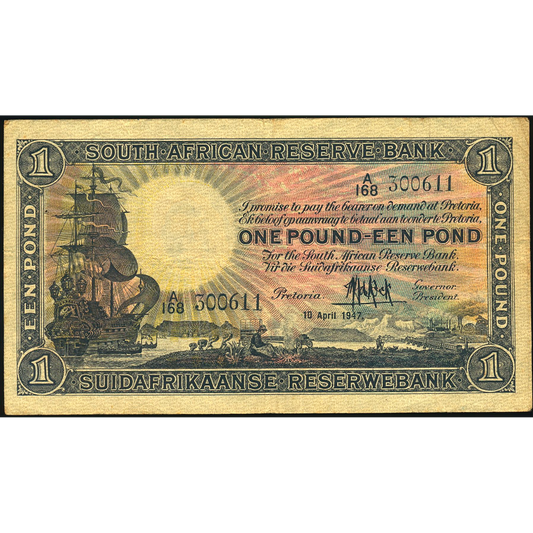 SOUTH AFRICA P.84f 1947 1 Pound NEF A/168