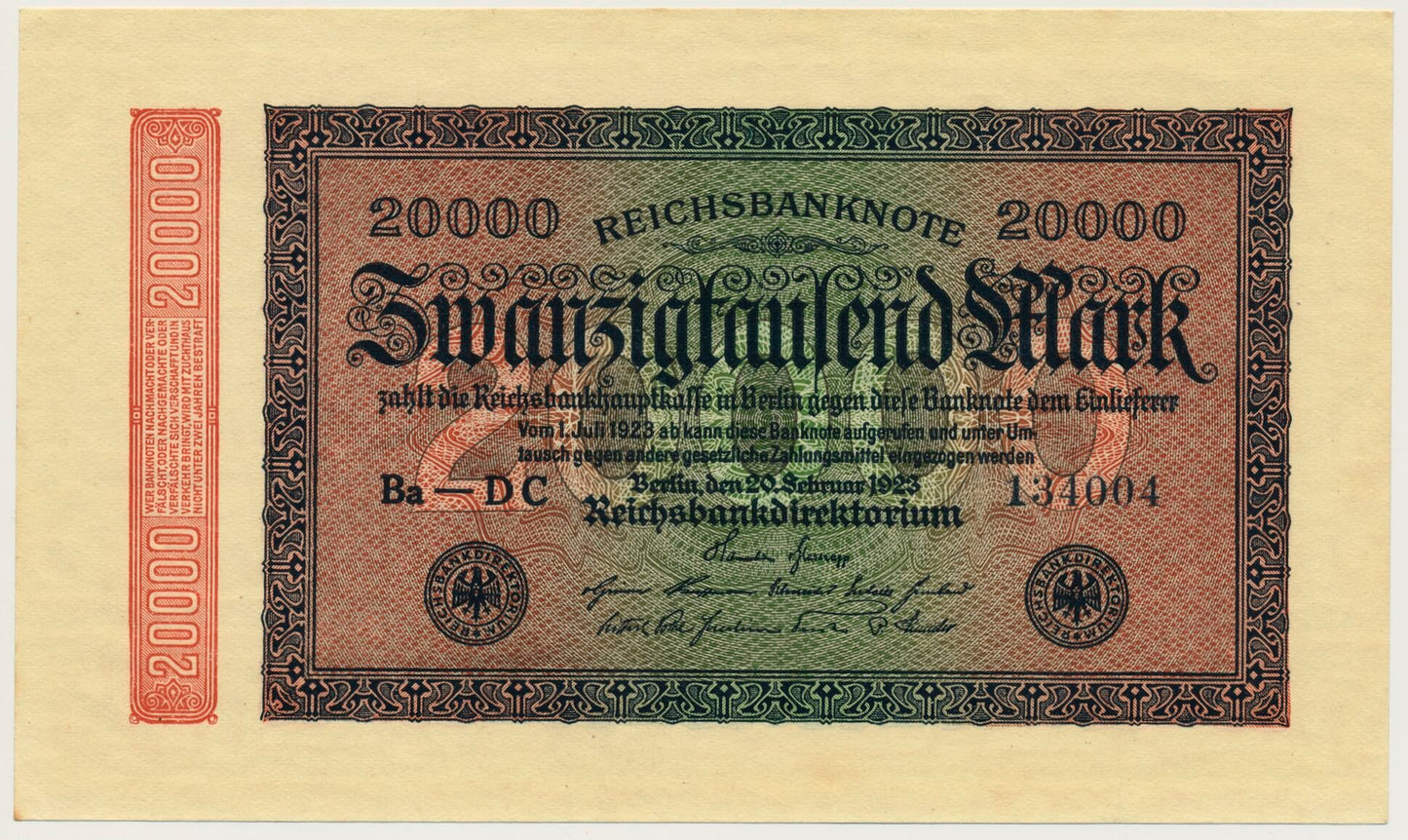 GERMANY P.85e 1923 20,000 Mark AUNC