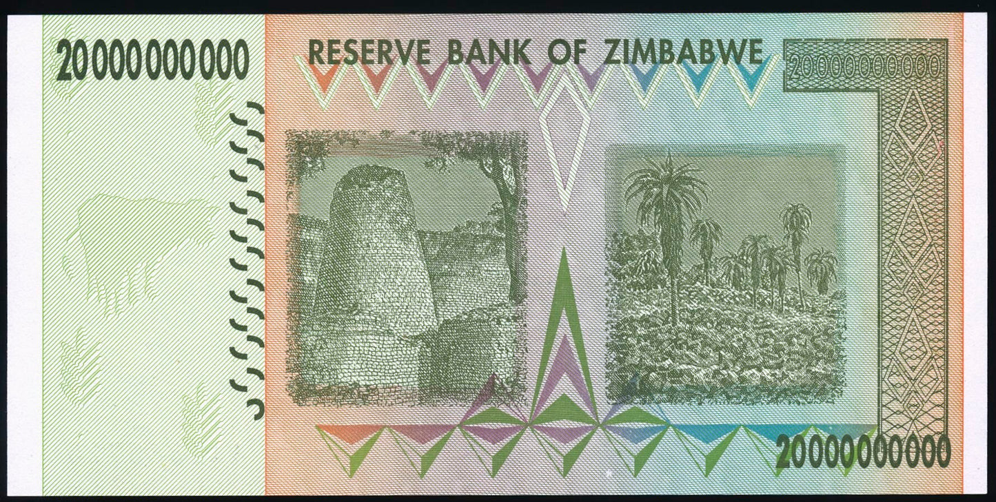 ZIMBABWE P.86 2008 20,000,000,000 (20 billion) Dollars UNC