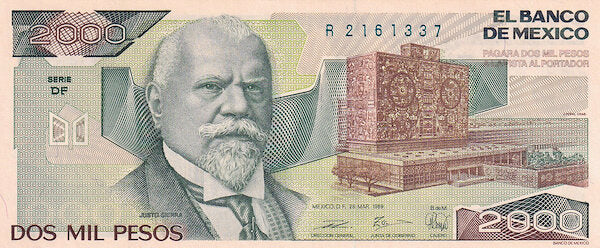 MEXICO P.86c 1989 2000 Pesos UNC
