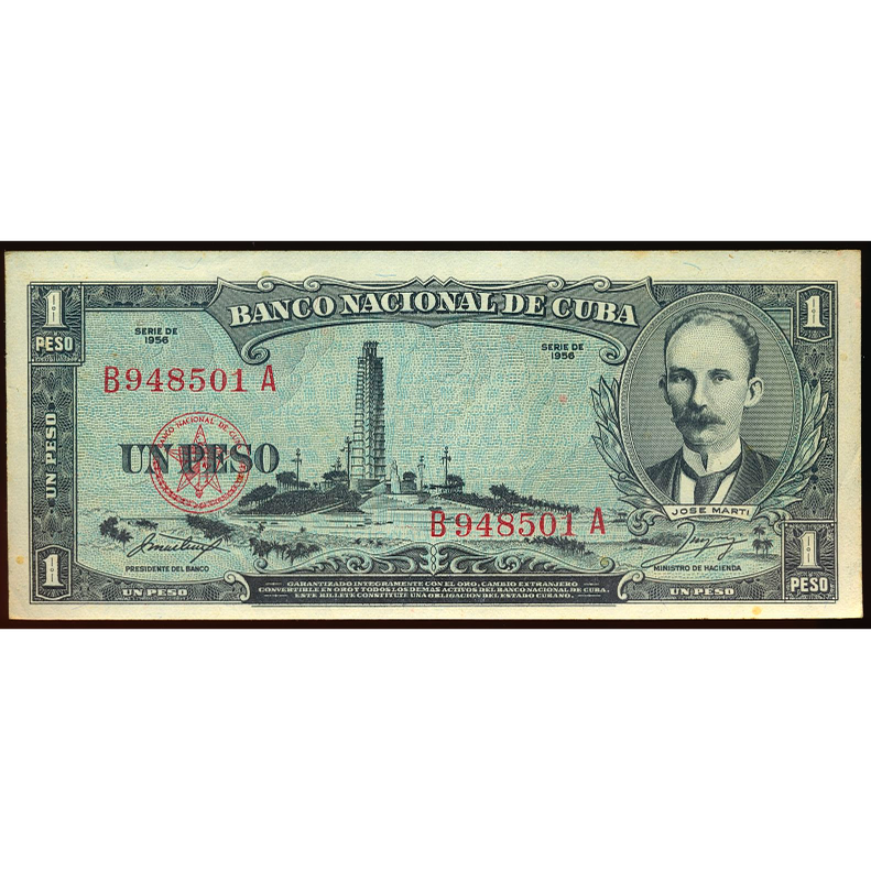 CUBA P.87c 1956 1 pesos UNC