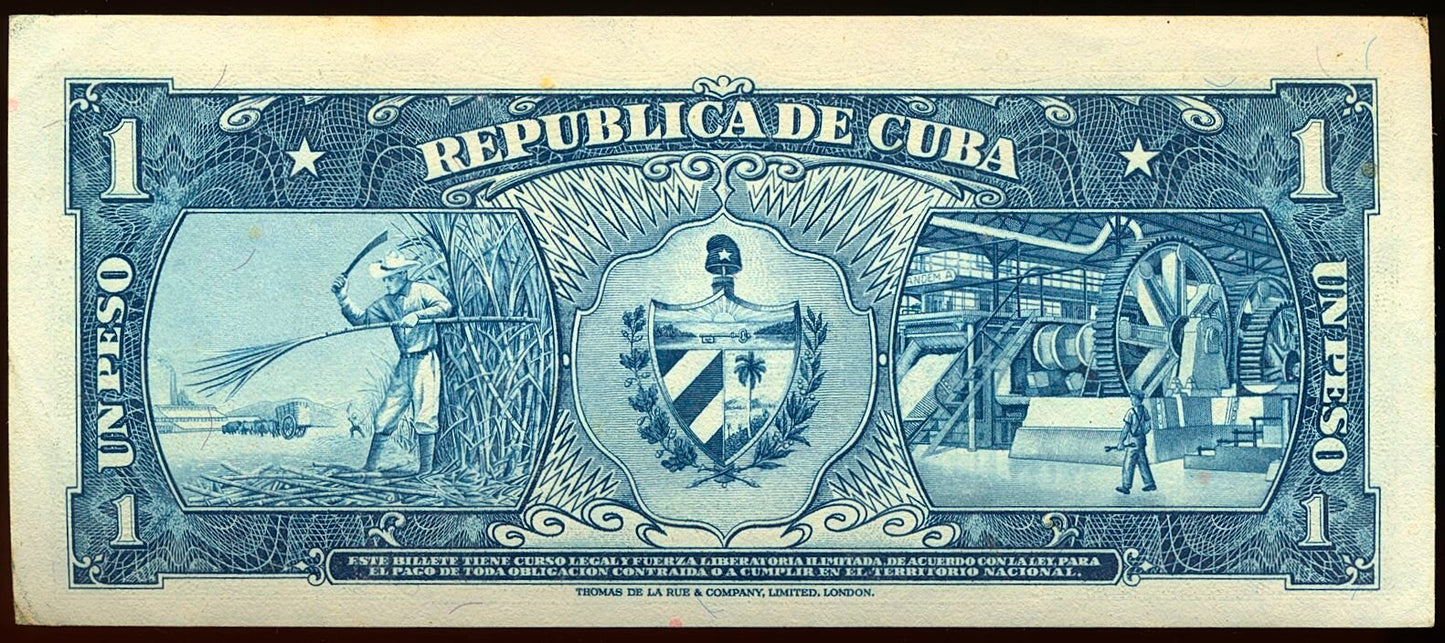 CUBA P.87c 1956 1 pesos UNC