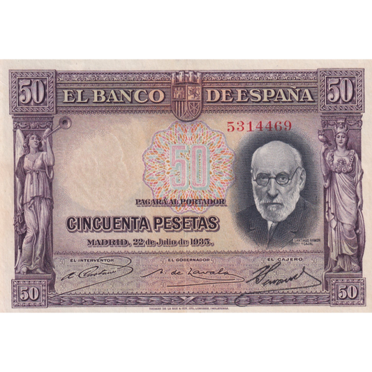 SPAIN P.88 1935 50 Peseta AUNC