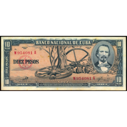 CUBA P.88c 1960 10 pesos AUNC