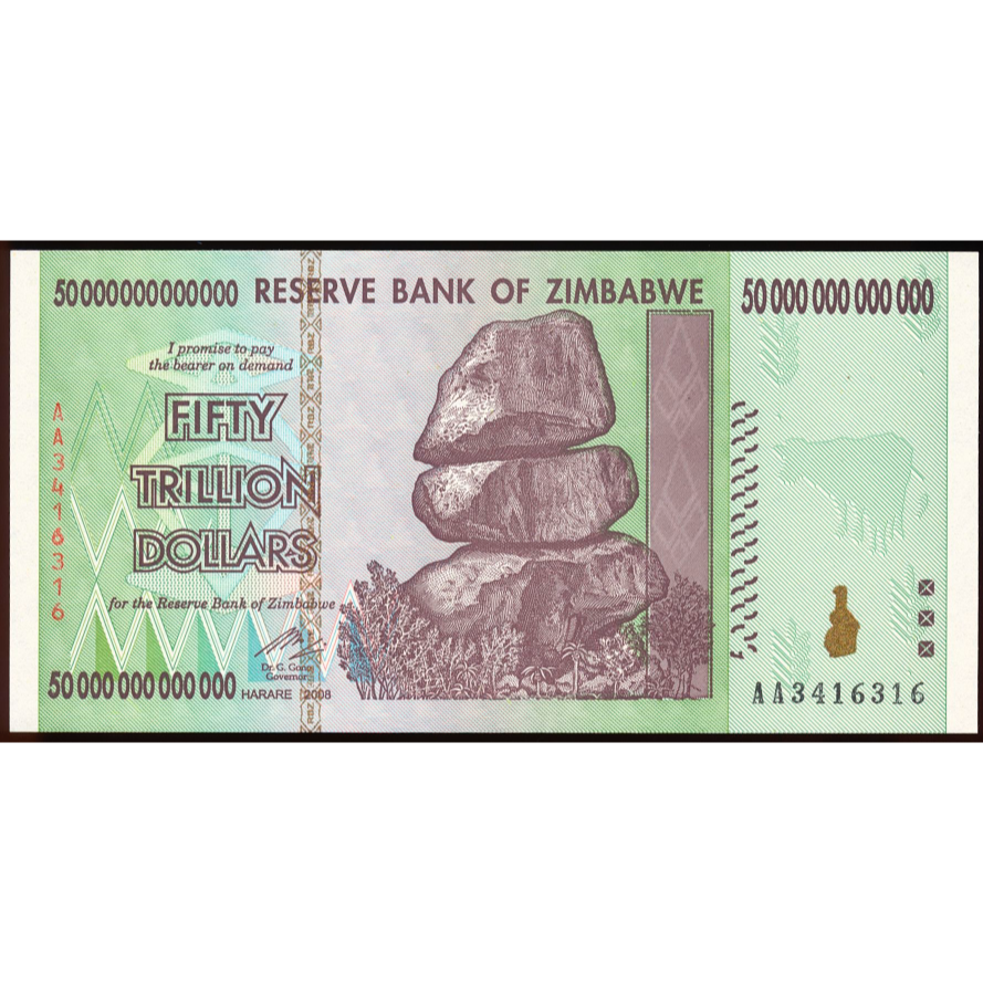 ZIMBABWE P.90 2008 50 Trillion Dollars UNC