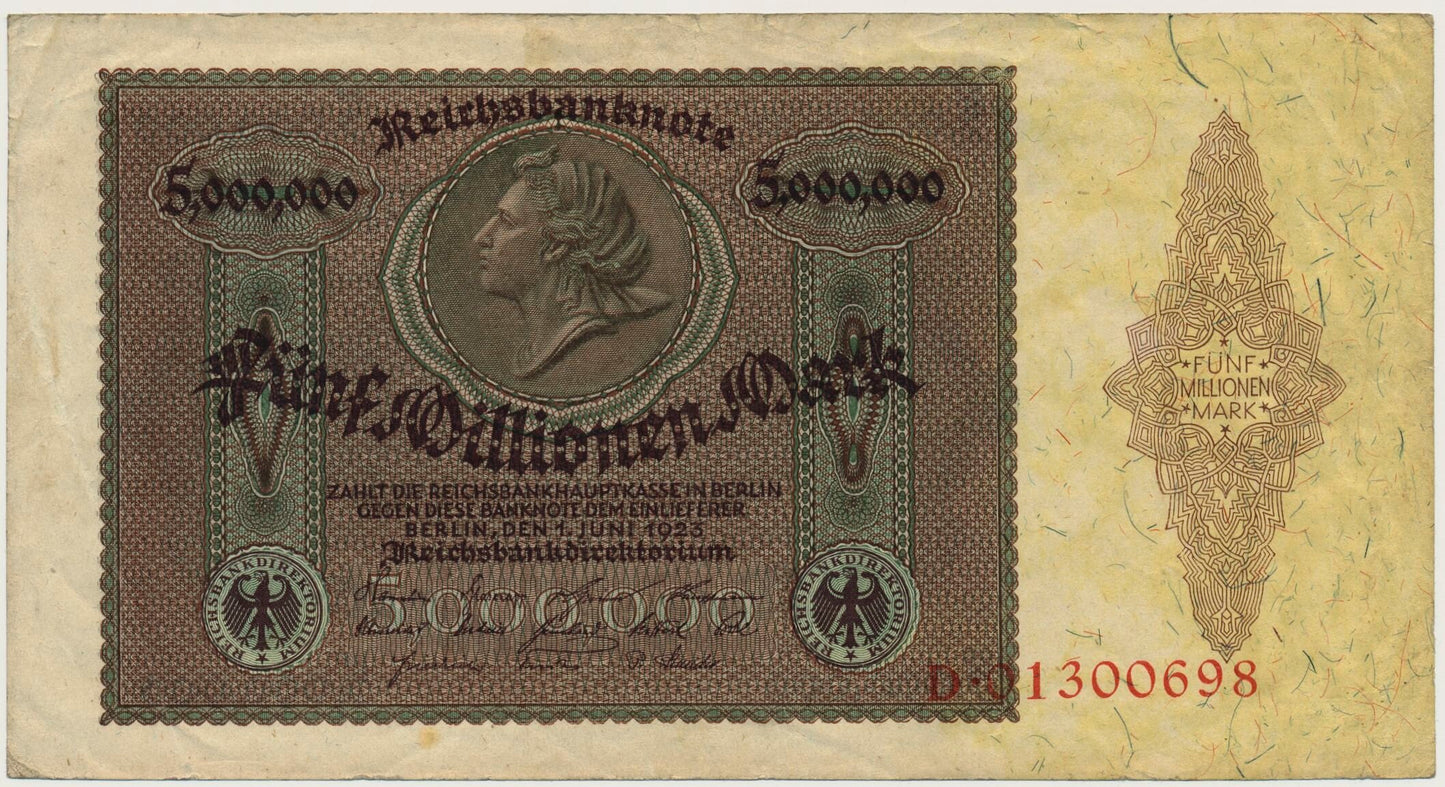 GERMANY P.90 1923 5,000,000 Mark GVF