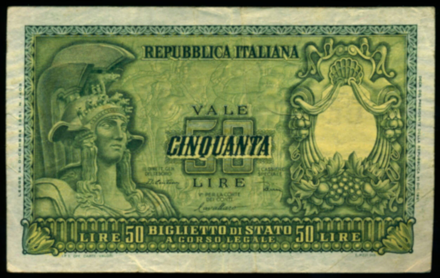 ITALY P.91 1951 50 Lire NEF