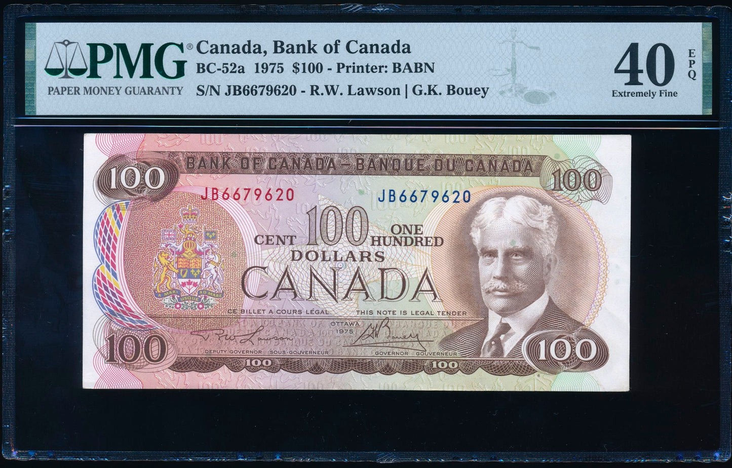 CANADA P.91a BC-52a $100 1975 Lawson Bouey EF 40 EPQ