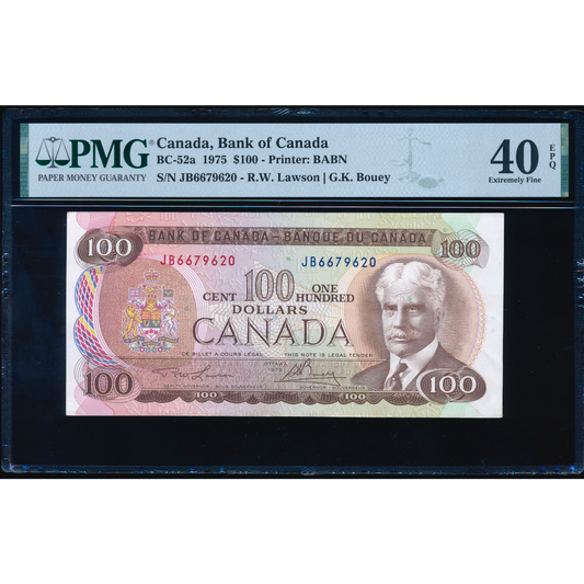 CANADA P.91a BC-52a $100 1975 Lawson Bouey EF 40 EPQ