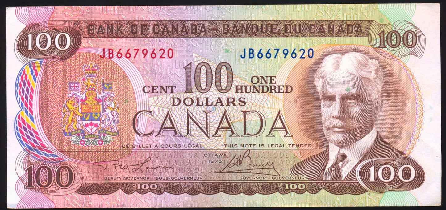 CANADA P.91a BC-52a $100 1975 Lawson Bouey EF 40 EPQ