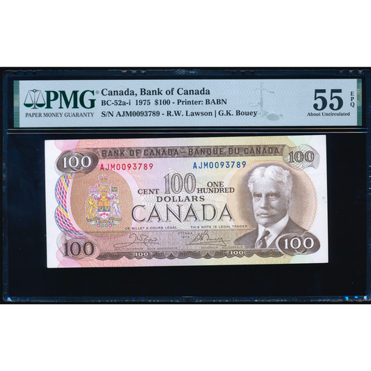 CANADA P.91b BC-52a-i $100 1975 Crow, Bouey AUNC 55 EPQ