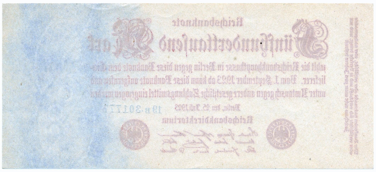 GERMANY P.92b 1923 500,000 Mark UNC