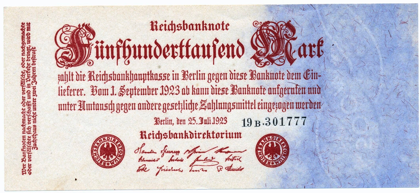GERMANY P.92b 1923 500,000 Mark UNC