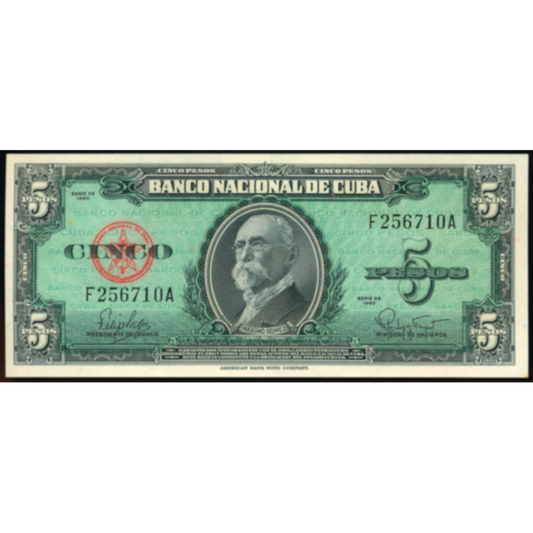 CUBA P.92a 1960 5 pesos UNC