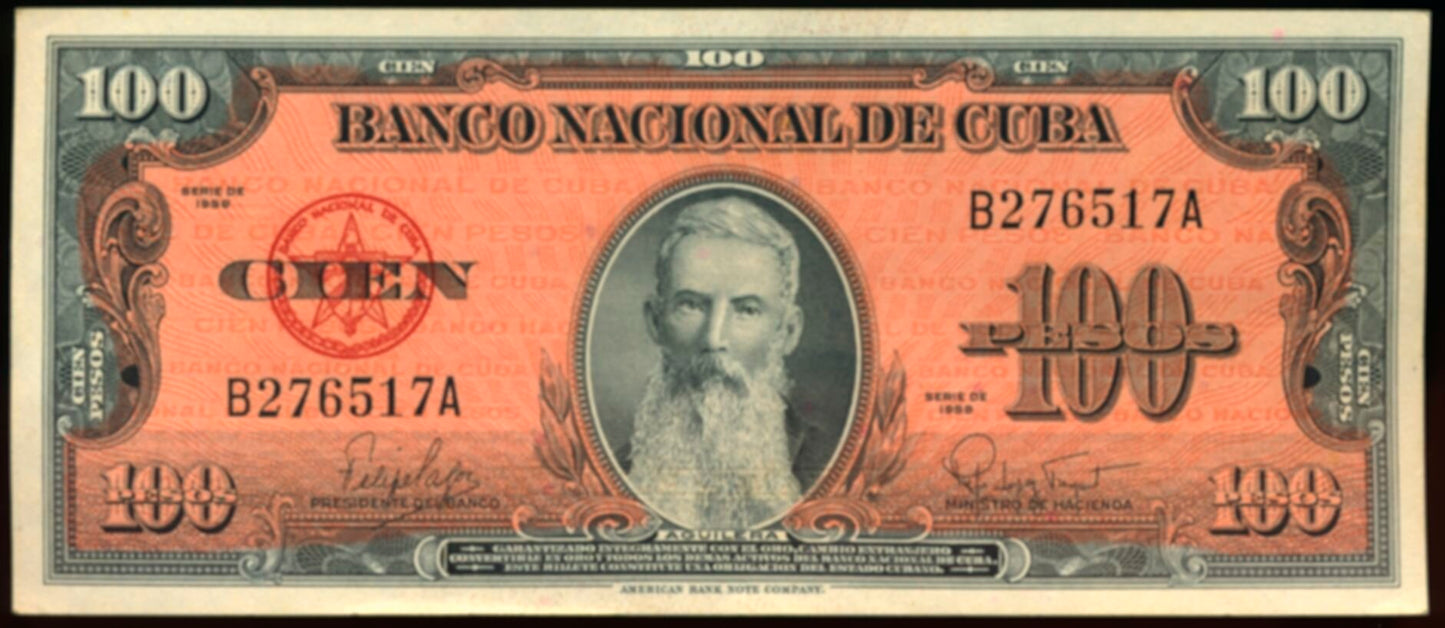 CUBA P.93a 1959 100 pesos UNC