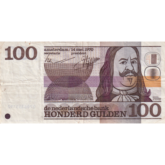 NETHERLANDS P.93a 1970 100 Guilden VF
