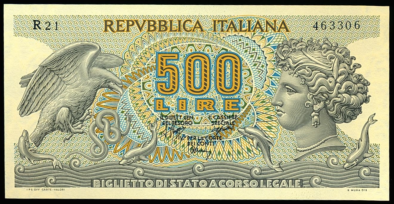 ITALY P.93a 1966 500 Lire UNC